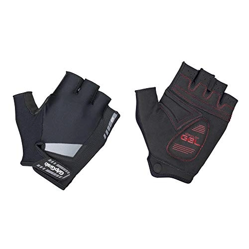 Mountain Bike Gloves : GripGrab Unisex's SuperGel Half Padded Short Finger Summer Cycling Gloves Comfortable Cushioned Fingerless Pull-Off Tabs, Black, L