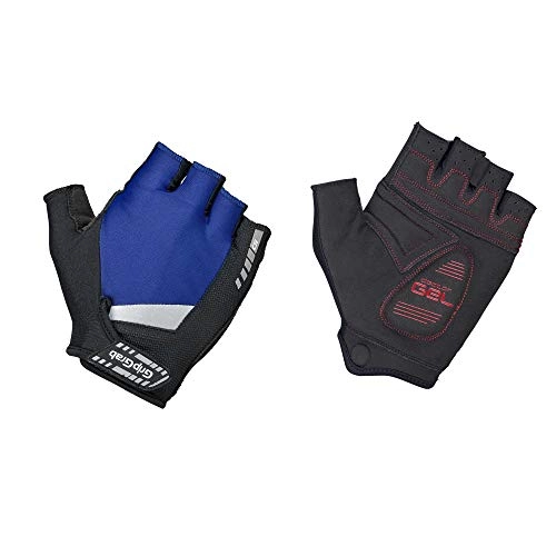 Mountain Bike Gloves : GripGrab Unisex's SuperGel Half Padded Short Finger Summer Cycling Gloves Comfortable Cushioned Fingerless Pull-Off Tabs, Navy Blue, Medium