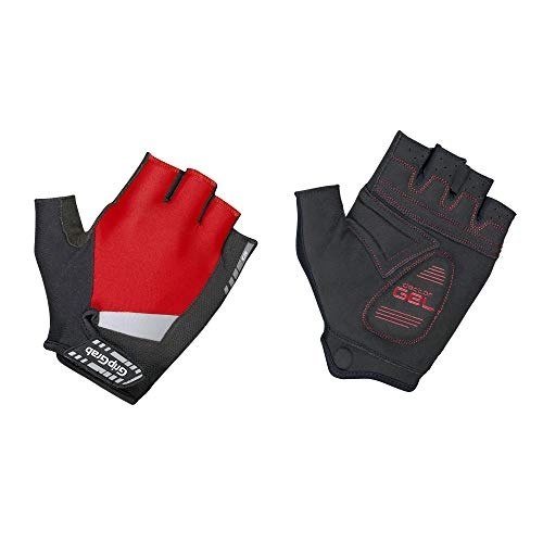 Mountain Bike Gloves : GripGrab Unisex's SuperGel Half Padded Short Finger Summer Cycling Gloves Comfortable Cushioned Fingerless Pull-Off Tabs, Red, M