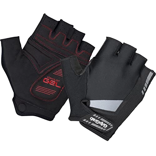 Mountain Bike Gloves : GripGrab Unisex's SuperGel Premium Padded Short Finger Cycling Gloves-Comfortable Cushioned Fingerless Pull-Off Tabs, Black, Medium, 1005