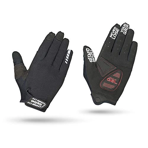 Mountain Bike Gloves : GripGrab Unisex's SuperGel XC Padded Full-Finger Mountain-Bike Touchscreen Gloves Cushioned Off-Road Summer Cycling MTB Marathon Long, Black, Large