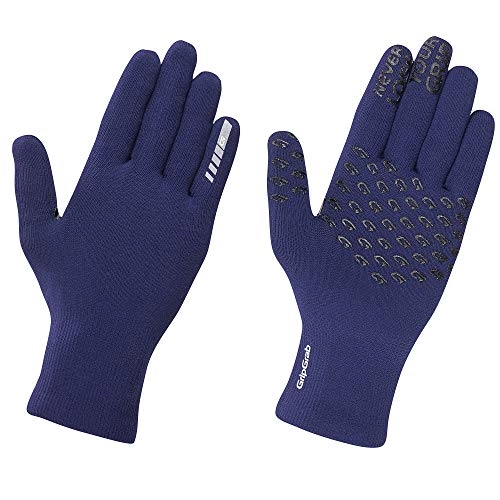 Mountain Bike Gloves : GripGrab Unisex's Waterproof Knitted Thermal Winter Anti-Slip Cycling Gloves-Windproof Full-Finger Rain Protection, Navy Blue, XS / S