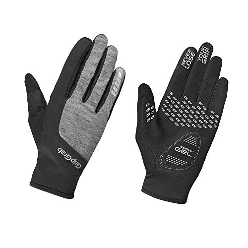 Mountain Bike Gloves : GripGrab Unisex's Women's Hurricane Windproof Gel-Padded Touchscreen Bike Gloves Cushioned Full-Finger Winter Cycling Small Hands, Black / Grey