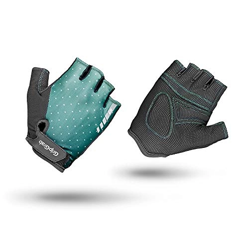 Mountain Bike Gloves : GripGrab Unisex's Women's Rouleur Entry-Level Half Finger Padded Summer Cycling Gloves Cushioned Shock-Absorbing Fingerless Pull-Off Tabs, Green, Small