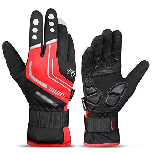 Mountain Bike Gloves : GSPORTFIS Winter Cycling Gloves Gel Pad Thermal Men Women Outdoor Sport Skiing Gloves Windproof Motorcycle Bicycle MTB Bike Gloves (Color : Red, Size : Small)