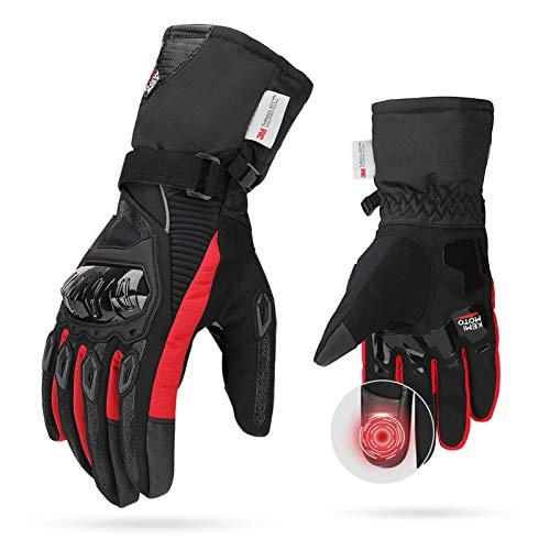 Mountain Bike Gloves : Gym Company Thermal Waterproof Gloves Motorcycle Gloves Men Cycling Mountain Bike Guantes Motocross Luvas Touch Screen Moto Gloves Men Spring Summer Winter (Color : Winter Glove Red, Size : L)
