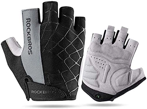 Mountain Bike Gloves : Half Finger Cycling Gloves Shockproof Wear Resistant Breathable MTB Road Bicycle Fingerless Gloves Men Women Sports Bike Equipment, Spider 1 Grey, Medium