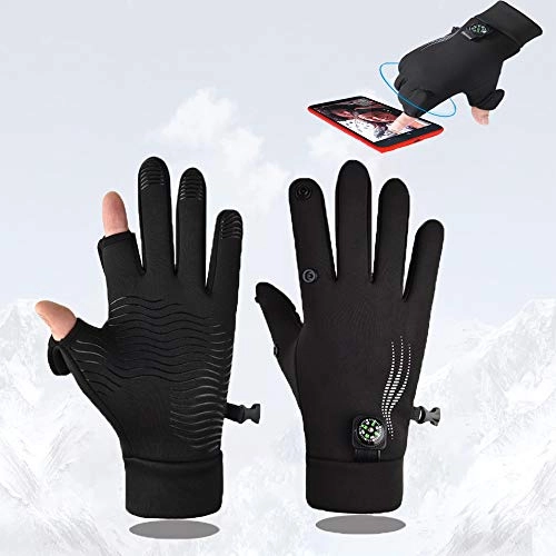 Mountain Bike Gloves : HITNEXT mens gloves winter thin, 2-Fingerless Warm Cycling Biking Driving gloves, Fishing Bicycle Gloves for men womens