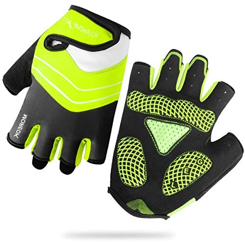 Mountain Bike Gloves : HNOOM Cycling Gloves, Half Finger Bike Gloves Gel Padded, Mountain Bike Gloves Anti-Slip Shock-Absorbing, Fingerless Bicycle Biking Gloves for Men & Women (Green, S)