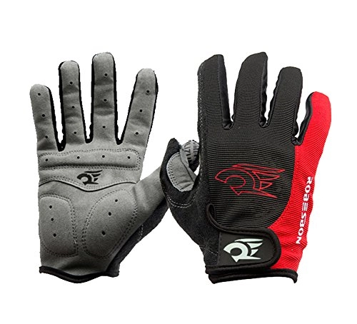 Mountain Bike Gloves : I Kua Fly Cycling Gloves Winter Full Finger Gel Padded Windproof Anti SlipMotorcycle BMX Road Bike Mountain Biking Racing Glove-Men Women (L, Red)