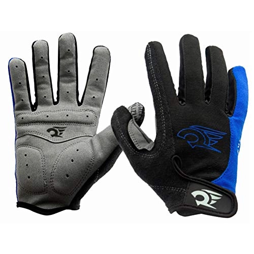 Mountain Bike Gloves : IKuaFly Cycling Gloves Winter Full Finger Gel Padded Windproof Anti Slip Motorcycle BMX Road Bike Mountain Biking Racing Glove-Men Women (L, Blue)