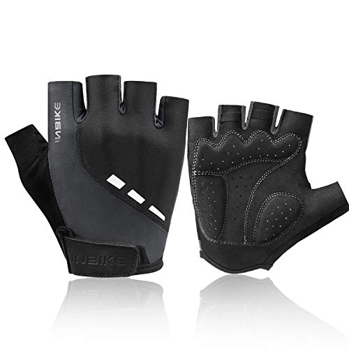 Mountain Bike Gloves : INBIKE Cycling Gloves 3M Gel Pad Breathable Refletive Half Finger Biking Gloves Lightweight for Riding MTB Black X-Large