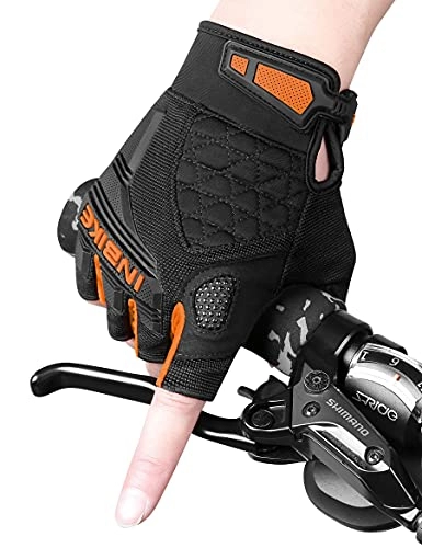 Mountain Bike Gloves : INBIKE Cycling Gloves for Men Fingerless Mountain Bike MTB Womens Road Bikes Cycle Padded Half Finger Biking Bikes Shorts Mens Women Accessories Riding Protection Orange S