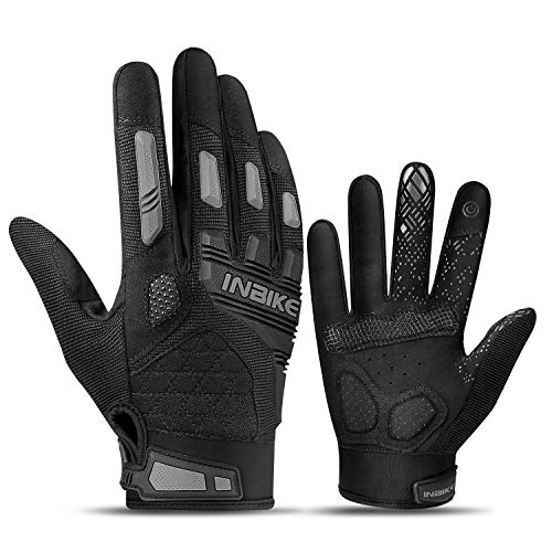 Mountain Bike Gloves : INBIKE Cycling Gloves Mountain Bike Mens Road Bike Padded MTB Bicycle Cycle Accessories Tactical Gym Touch Screen for Men Women Full Finger Summer Grey L