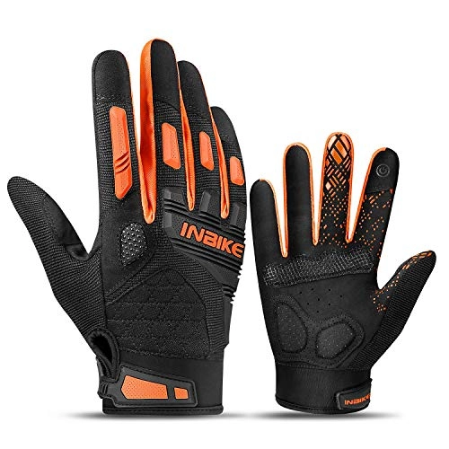 Mountain Bike Gloves : INBIKE Cycling Gloves Mountain Bike Mens Road Bike Padded MTB Bicycle Cycle Accessories Tactical Gym Touch Screen for Men Women Full Finger Summer Orange L