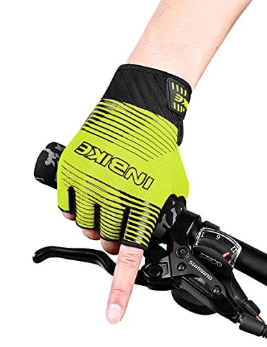 Mountain Bike Gloves : INBIKE Cycling Gloves MTB Half Finger Shock Absorption Summer Breathable Non-Slip and for Mountain Bike Fitness Gloves Men Women (Green, XXL)