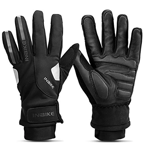 Mountain Bike Gloves : INBIKE Cycling Gloves with 3MM Gel Pad Thermal Touchscreen Windproof Reflective Gloves for Biking Large
