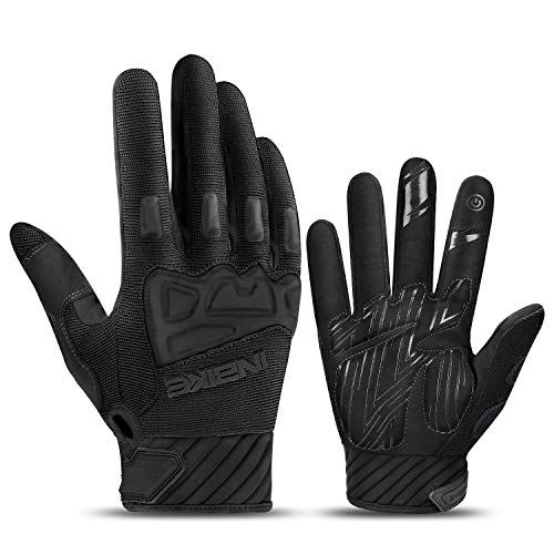 Mountain Bike Gloves : INBIKE Mountain Bike Gloves Cycling Mens MTB Road Cycle for Men Padded Bikes Bicycle Accessories Racing Tactical Gym Touchscreen Full Finger Womens Black L