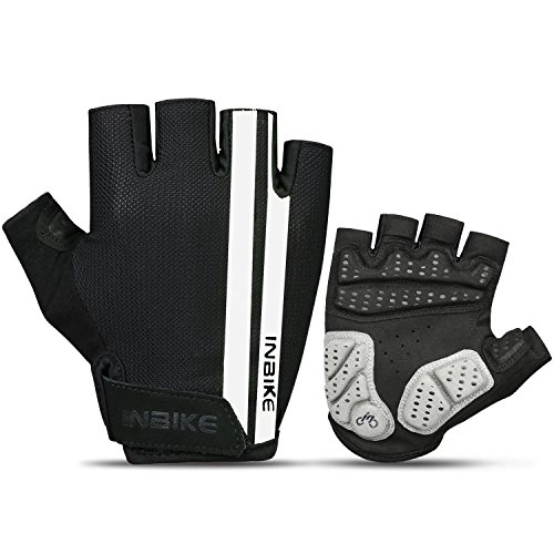 Mountain Bike Gloves : INBIKE Mountain Bike Gloves for Men, Cycling Gloves MTB Paded Half Finger (White, XXL)