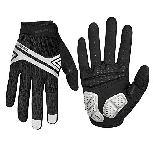 Mountain Bike Gloves : INBIKE Mountain Bike Gloves Men, Screen Touch Cycling Gloves MTB Paded Full Finger Black S
