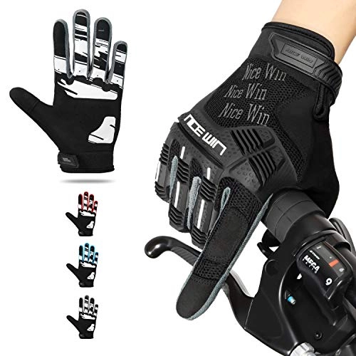 Mountain Bike Gloves : Kansoom Cycling-Gloves Breathable-Fabric Silicone-Gel Pad - Full Finger Knuckles Protection, Suitable for Heavy Riding, Mountain Biking, Locomotive Racing (Black, XL)