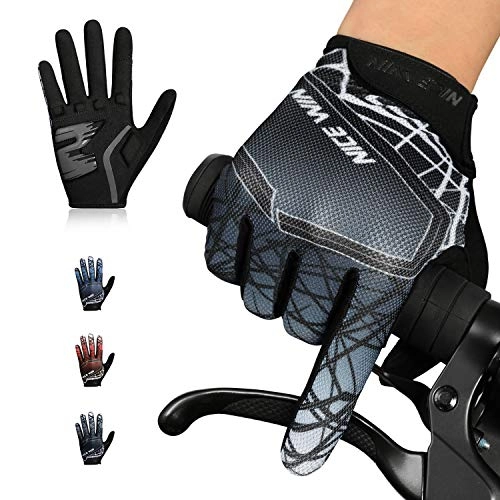 Mountain Bike Gloves : Kansoom Cycling-Gloves Breathable Gel-Padded Touchscreen full-finger - gloves, Mountain Road Bike Motorcycle gloves withGradient Color Design for men / Women (Black, L)