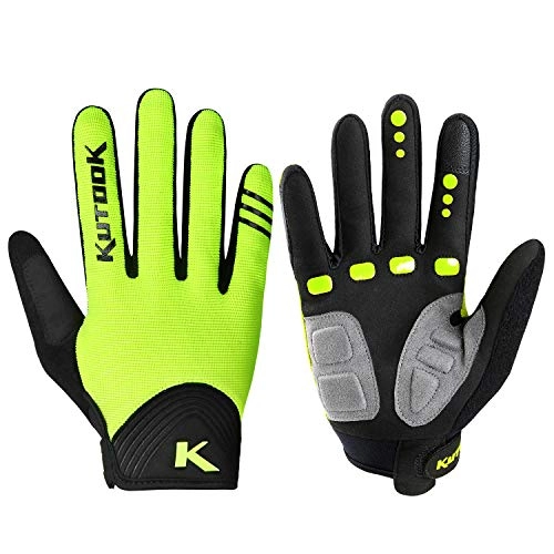 Mountain Bike Gloves : Kutook Cycling Gloves Cycle for Men Road MTB Mountain Bike Mens Gel Padded Green L