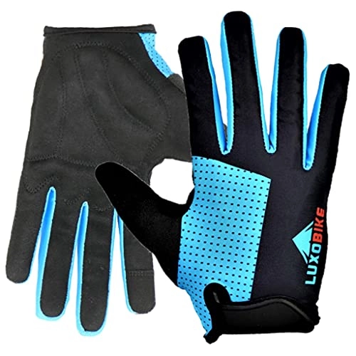 Mountain Bike Gloves : LuxoBike Cycling Gloves MTB Mountain Bike Gloves Biking Gloves Men Women Road Bicycle Bicycling BMX – Breathable Antiskid Shock Absorbing Pad – Touch Recognition Full Finger Glove
