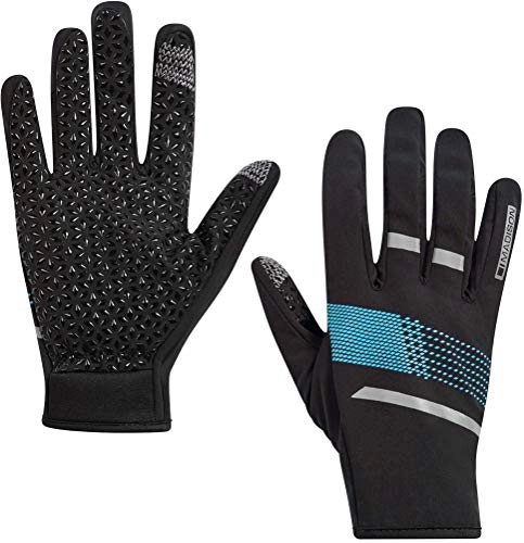 Mountain Bike Gloves : Madison Element Mens Softshell Cycling Gloves - Black / Blue, XL / Bicycle Cycle Mountain Road Bike Full Finger Mitten Mitt Windproof Waterproof Thermal Winter Warm Ride Reflective Hand Wear