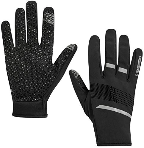 Mountain Bike Gloves : Madison Element Mens Softshell Cycling Gloves - Black / Grey, Large / Bicycle Cycle Mountain Road Bike Full Finger Mitten Mitt Windproof Waterproof Thermal Winter Warm Ride Reflective Hand Wear
