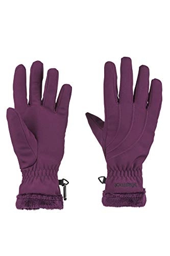 Mountain Bike Gloves : Marmot Women's Wm's Fuzzy Wuzzy Softshell Hiking Gloves, Windprood and Water Repellent, Dark Purple, XS