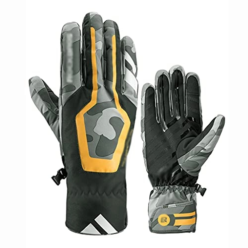 Mountain Bike Gloves : Mtb Gloves Cycling Gloves Waterproof Biking Gloves Water Resistant Warm Anti-Slip Bike Glove MTB Road Biking Gloves for Men / Women Sports Gloves for Men Women (Color : Gray, Size : Large)