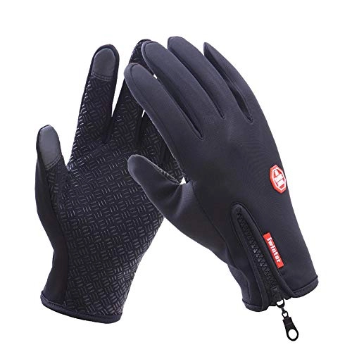 Mountain Bike Gloves : N / A Men'S And Women'S Winter Gloves-Touch Screen Gloves Waterproof Non-Slip Silicone Warm Gloves With Polar Fleece And Zipper Wrist Warm Gloves, Used For Cycling, Climbing, Cycling, Driving