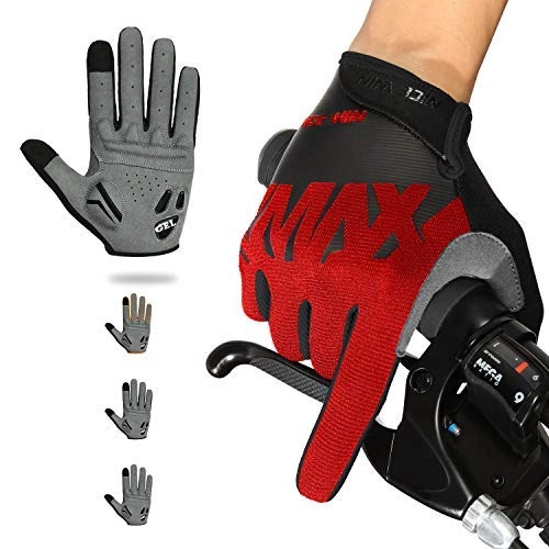 Mountain Bike Gloves : NICEWIN Full Finger Cycling Gloves for Men, Breathable Fabric Wear-Resistant Suede Shock Absorbent Gel Pad, Suitable for Riding Mountain Bike Motorcycle in Autumn Winter