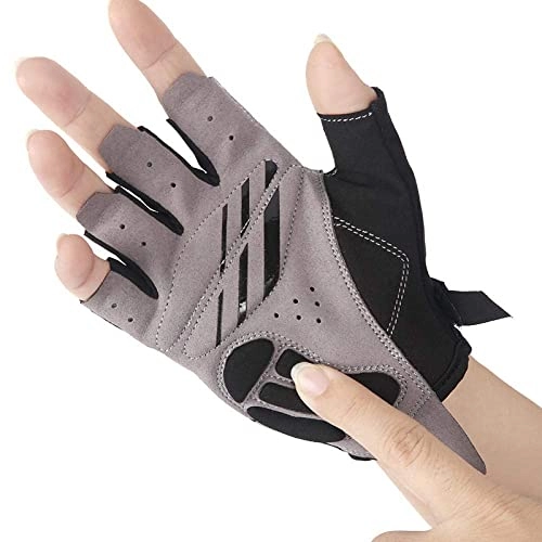 Mountain Bike Gloves : NUBAO Cycling gloves half finger men and women spring and summer mountain bike bicycle short finger cycling gloves (Color : Black, Size : M)