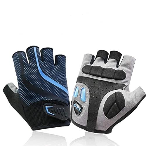 Mountain Bike Gloves : NUBAO Cycling gloves half-finger men and women summer mountain bike cycling short-finger cycling gloves (Color : Blue, Size : M)