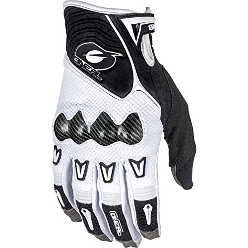 Mountain Bike Gloves : O'NEAL | Cycling-Glove | Motocross MX MTB DH FR Downhill Freeride | 4-way stretch, carbon knuckle protection, silicone coated | Butch Carbon Glove | Adult | White Black | Size S
