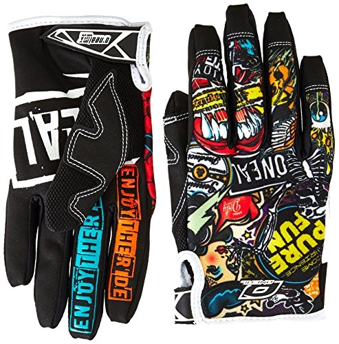 Mountain Bike Gloves : O'Neal Men's Jump Crank Full Finger Mountain Enduro Motocross Dirt Bike Gloves, Black / Multicoloured, M / 8.5