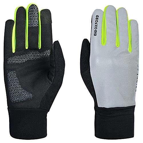 Mountain Bike Gloves : Oxford Bright 2.0 Unisex Windproof Cycling Gloves - Black / Reflective, Large / High Visibility Hi Viz Long Full Finger Mitten Mitt Bicycle Cycle Bike Riding Ride Mountain Road Commute Hand Wear