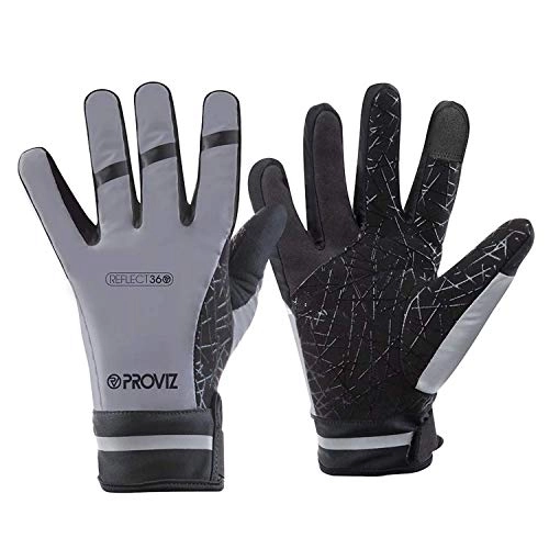 Mountain Bike Gloves : Proviz Unisex Reflect360 Waterproof Reflective Gloves. Running / Cycling / Walking / Hiking, Grey, Small