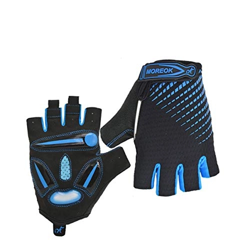 Mountain Bike Gloves : Riloer Cycling Gloves, 1 Pair Half Finger Mountain Road Bike Gloves for Outdoor Sports Cycling Hiking Climbing, Anti-slip & Shock-absorbing, Blue (XL)