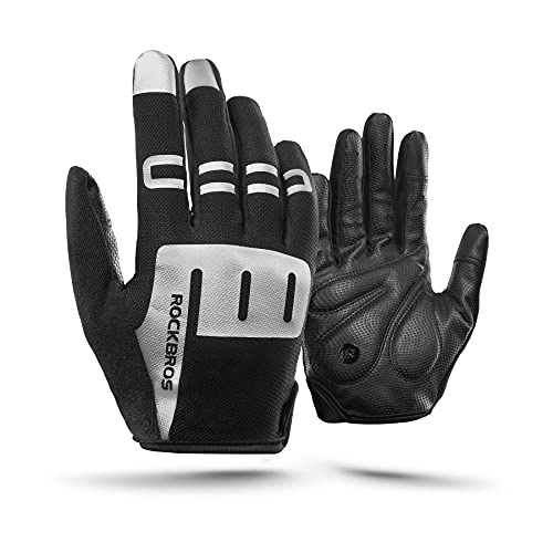 Mountain Bike Gloves : ROCKBROS Cycling Gloves for Men Women Full Finger Mountain Bike Gloves Dirt Bike Gloves Men’s MTB Gloves Riding Gloves Racing Touch Screen Cycling Gloves for Autumn 2XL