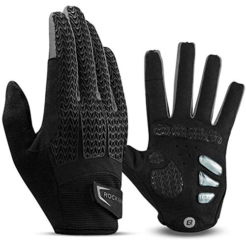 Mountain Bike Gloves : ROCKBROS Cycling Gloves, Full Finger Men’s Gloves, Touchscreen Mountain Bike Gloves Gel Padded Warmer MTB Gloves - for Autumn Winter for Men Women Outdoor Sports XL