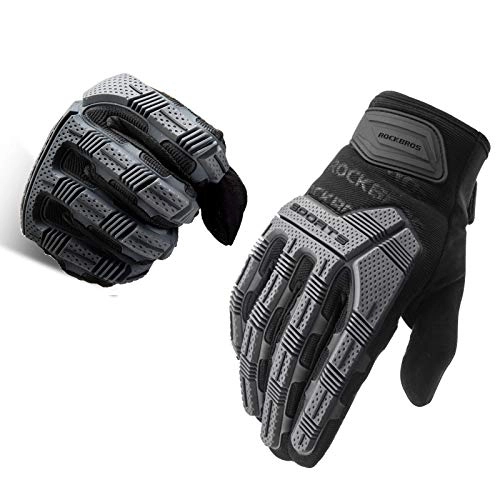 Mountain Bike Gloves : ROCKBROS Motorcycle Cycling Gloves Mountain Bike Gloves Full Finger Dirt Bike Gloves with 6MM Gel Pad Knuckle Protection Touch Screen Gloves for Men Women