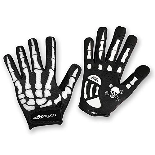 Mountain Bike Gloves : RocRide Skeleton Cycling Gloves Gel Padded Road Mountain BMX Full or Half Finger Men Women Child Sizes