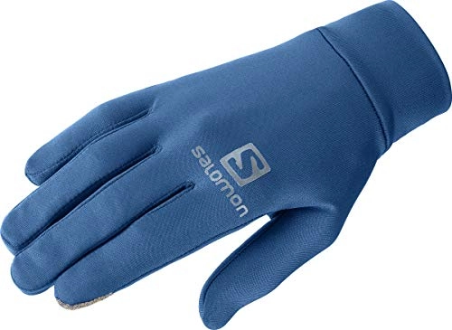 Mountain Bike Gloves : SALOMON Comfortable Running / Hiking Gloves, Unisex Agile Warm Glove U, Poseidon Blue, XS, LC1184400