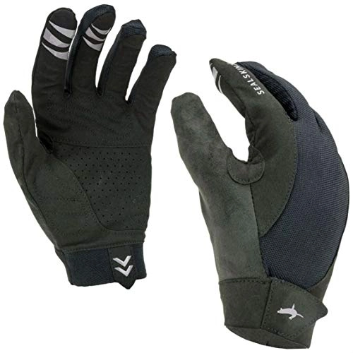 Mountain Bike Gloves : SealSkinz Solo Unisex Cycling Gloves - Black / Grey, Medium / Full Finger Cycle Padded Mitt Hand Wear Bicycle Mountain MTB Road Bike Summer Warm Weather Mitten Cool Breathable Comfort Grip Control