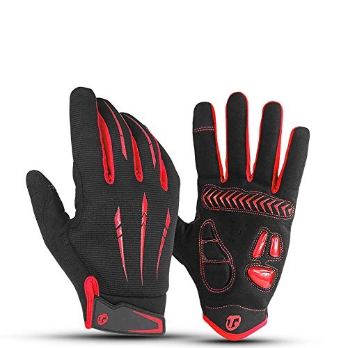 Mountain Bike Gloves : SKTWOE Bicycle Gloves, Outdoor Riding Gloves, Non-Slip Shock Absorption, Breathable Sweat-Absorbent Motorcycle Gloves, Men And Women, Red, XXL