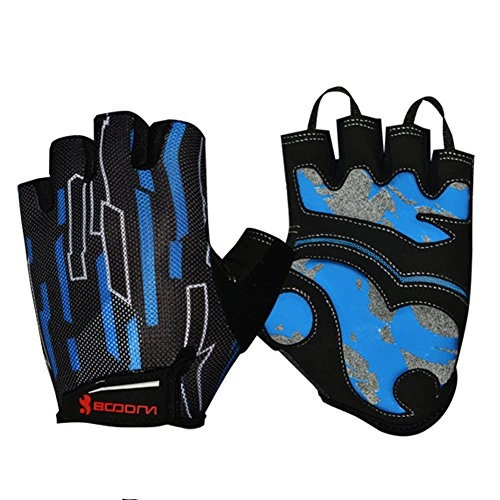 Mountain Bike Gloves : Slyzone Summer Cycling Gloves - Hand Protector Fingerless Bicycle Gloves - Suitable for Mountain Bike Motor Racing BMX Road Biking - Women Men 3D SBR Gel Pads Glove (Blue)
