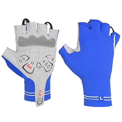 Mountain Bike Gloves : SolUptanisu Half Finger Cycling Gloves, Road Bike Bicycle Gloves Anti-Slip Breathable Unisex High Elasticity Riding Gloves for Men Women(L-blue)